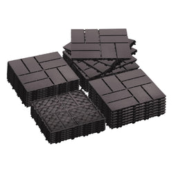 36 PCS Plastic Interlocking Patio Deck Tiles - 12" x 12" Indoor Outdoor Waterproof Flooring Tiles for Balcony, Backyard, Garden & Poolside, All Weather Use, Coffee