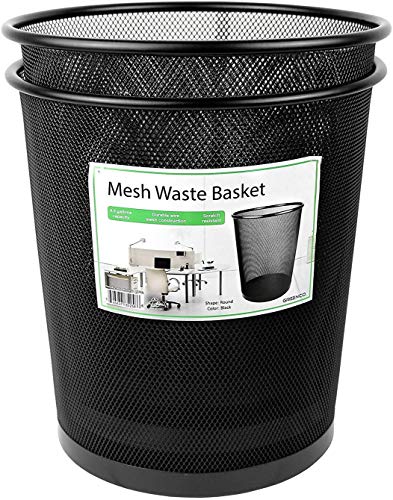 Greenco, Black Mesh Trash Can Wastebaskets,Round, 4.5 Gallon, 2 Pack - Trash  Rite