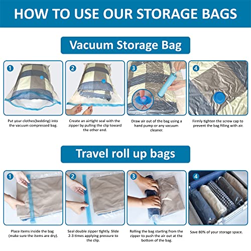 Vacuum Storage Bags. Hand-pump For Travel! Zip Seal And Seal Valve! Vacuum  Sealer Bags For Comforters, Blankets, Bedding, Clothing