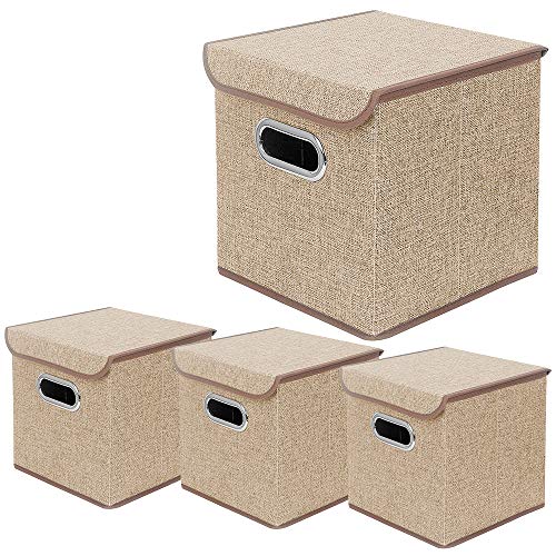 large Cotton linen Fabric Folding Storage Box Foldable Bins Toys