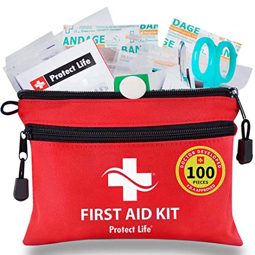 Protect Life First Aid Kit - 100 Piece Includes Tourniquet - Small Fir -  Trash Rite