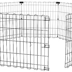 Amazon Basics Foldable Octagonal Metal Exercise Pet Play Pen for Dogs, Fence Pen, No Door, Extra Small, 60 x 60 x 24 Inches, black