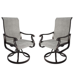 Amopatio Patio Swivel Chairs Set of 2, Outdoor Swivel Rocker Dining Chairs with All Weather Textilene High Back & Metal Frame, for Backyard Deck Lawn Garden, Light Gray