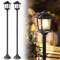 63"Solar Lamp Post Lights 2Pack, Outdoor Waterproof, Pole Outdoor, Decorative Floor Vintage for Patio, Garden, Backyard, Pathway, Front/Back Door, Warm White, Replaceable Bulb