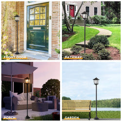 63"Solar Lamp Post Lights 2Pack, Outdoor Waterproof, Pole Outdoor, Decorative Floor Vintage for Patio, Garden, Backyard, Pathway, Front/Back Door, Warm White, Replaceable Bulb