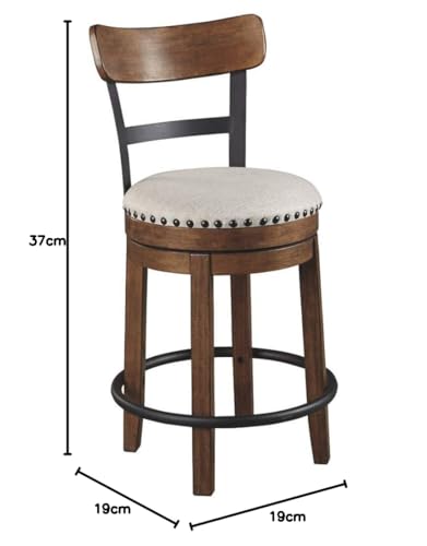 Signature Design by Ashley Valebeck Rustic Farmhouse 24.5” Counter Height Swivel Bar Stool, Dark Brown (D546-424)