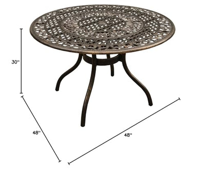 Oakland Living Weatherproof Outdoor Aluminum 48" Round Patio Dining Table, Bronze