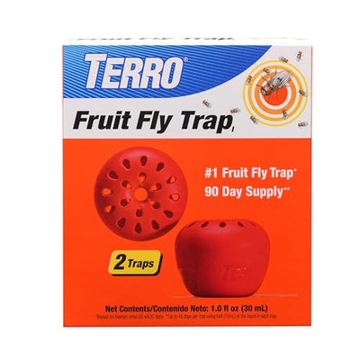 TERRO T2502 Ready-to-Use Indoor Fruit Fly Trap with Built in Window - 2 Traps + 90 day Lure Supply