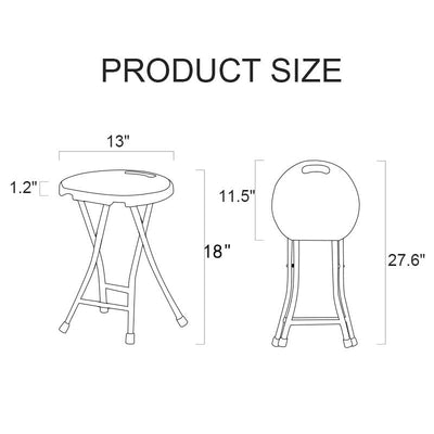 COOZMENT Folding Stool with Handle, Folding Chair,Folding Bar Stool with Non-Slip Feet,600 lbs Capacity,Indoor and Outdoor Foldable Stool for Adults(13"×11.5"×18")