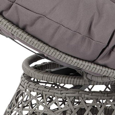 OSP Home Furnishings Wicker Papasan Chair with 360-Degree Swivel, Grey Frame with Grey Cushion