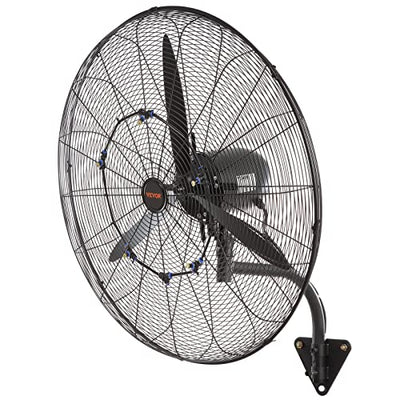 VEVOR 30 Inch Wall-Mount Misting Fan, 3-speed IP44 Waterproof Oscillating Wall Fan, Max. 9500 CFM Wall Mounted Fan for Outdoor, Commercial, Residential, Greenhouse, Workshop, Patio, Black, ETL Listed