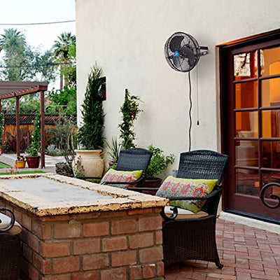 iLiving Wall Mounted Variable 14 Inches Speed Indoor/Outdoor Weatherproof Fan, Industrial grade for Patio, Greenhouse, Garage, Workshop, and Loading Dock, 2473 CFM, Black