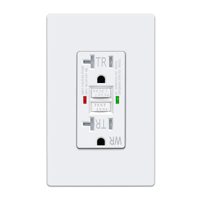 ELECTECK GFCI Outlets 20 Amp, Outdoor Weather Proof (WR), Self-Test GFI Receptacles with LED Indicator, Ground Fault Circuit Interrupter, Screwless Wallplate Included, UL Listed, White