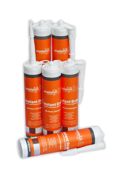 A la Maison Instant Grab - Ceiling Tile, Wall Panel & Crown Molding Adhesive - High-Strength, Water-Resistant Glue for Indoor/Outdoor Use - Easy-Apply, Quick-Bond Formula (6-Pack)