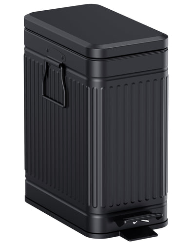 GibHerz Small Bathroom Trash Can with Lid Soft Close-10L/2.6 Gal Stainless Steel Dog Poop Garbage Can-Metal Recycling Bins with Pedal for Bedroom Office Yard-Black
