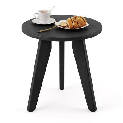 Homenjoy Outdoor Side Table, HDPE Outdoor Table, Small Round Side Table Weather-Resistant, Outdoor Side Tables for Patio, Porch, Deck, End Table for Plant Stand, Living Room, Bedroom, Black