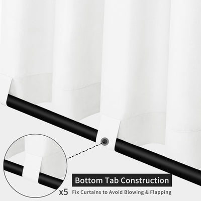 Easy-Going Linen Look Outdoor Curtains Waterproof Windproof Porch Curtains, Soft Thicken Outdoor Privacy Curtains for Patio, Gazebo, Grommet Top and Tab Bottom Drape, 1 Panel, 110x96 inch, White