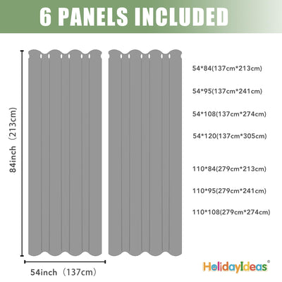HolidayIdeas Outdoor Curtains for Patio Waterproof, 6 Panels - 54x84 Inches - Weatherproof Privacy Outsides Curtains for Cabana Porch Pergola, Sunlight & UV Blocking (Cream, Grommet Top)