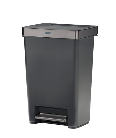 Rubbermaid Premier Series III Step-On Trash Can for Home and Kitchen, with Stainless Steel Rim, 13 Gallon, Charcoal, for Home/Kitchen/Hotel/Lobby/Office