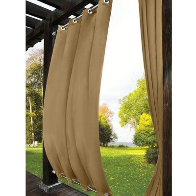 Drapifytex Outdoor Curtain Blackout Drapery Rustproof Aluminum Grommet (Both Top and Bottom) Drape, Wheat Patio Curtain 52 Inches Width by 84 Inches Length (1 Panel)