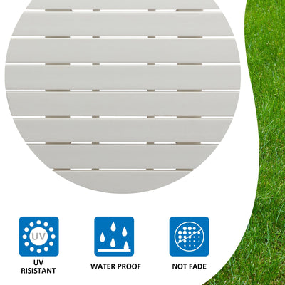 MINPINSER Outdoor Round Coffee Table, Adirondack Patio Coffee Table, Outdoor Large Side Table for Balcony Lawn (White)