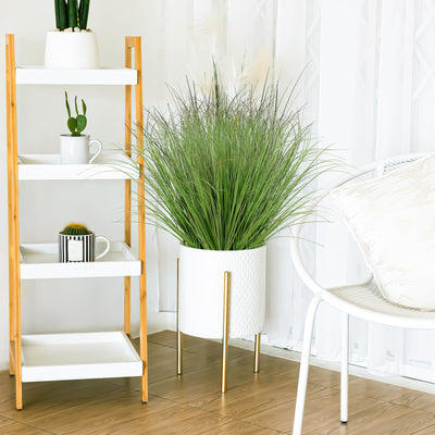 UXORSN 24 Bundles Artificial Plants Onion Grass Outdoor 20 Inch Tall Fake Shrubs Wheat Grass UV Resistant Greenery Stems Faux Bushes Plant for Indoor Outdoor Garden Office Home Decor, Green