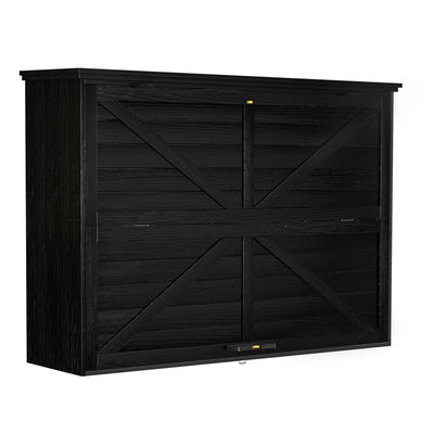 GDLF Outdoor TV Enclosure, 55 Inch Solid Wood Weatherproof TV Cover with Premium Dual-Arm TV Mount (Fits 44-55" Television), Black