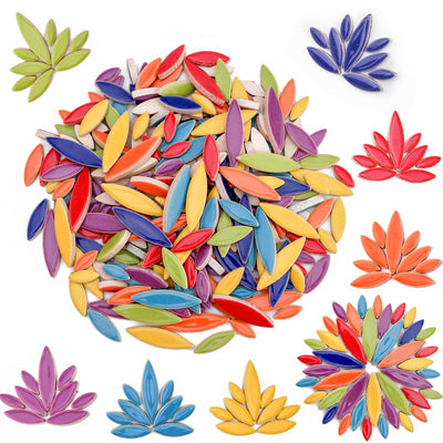 Youway Style Petal Mosaic Tiles for Crafts, 568g Flower Tiles Pieces for Mosaic Craft Supplies,DIY Mosaic Outdoor Decor(Mixed Colors,20 Ounce)