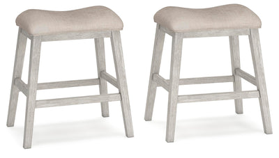 Signature Design by Ashley Skempton Modern 24" Counter Height Upholstered Barstool, 2 Count, Whitewash