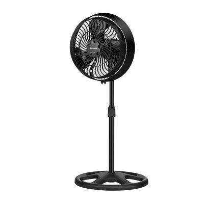 HOLMES 16" Outdoor Misting Stand Fan, Hose Connection, 3 Speeds, 3 Micro-Mist Levels, 80° Oscillation, Adjustable Height, 25° Head Tilt, GFCI Plug, Black