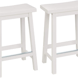 Amazon Basics Solid Wood Saddle-Seat Counter Height Kitchen Island Barstool, 24-Inch Height, White - Set of 2