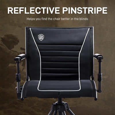 EVER ADVANCED 360° Silent Swivel Hunting Chair for Blinds, Adjustable Folding Hunting Seats with Armrests for Outdoor Activities, Fishing, Support 300lbs, Black