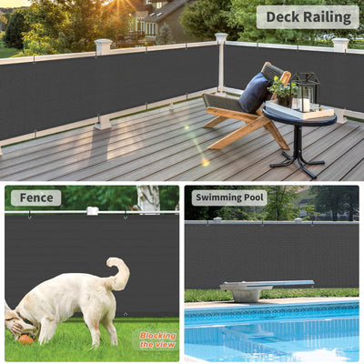LOVE STORY 3.3'x19.5' Charcoal Balcony Screen Privacy Fence Cover (HDPE) UV Protection Weather-Resistant 3 FT Height Shield for Deck, Patio, Backyard, Outdoor Pool, Porch, Railing
