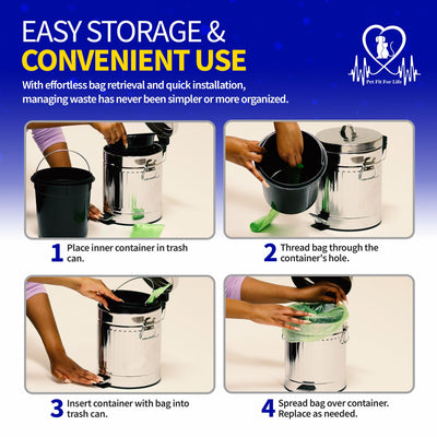 Pet Fit For Life 11" Tall Galvanized Steel Trash Can - Features Step Foot Pedal, Lid Lift - Plastic Inner Lining & Custom Liner Bags - Weather-Resistant, Anti-Dog, Covered Bin for Lawn & Yard