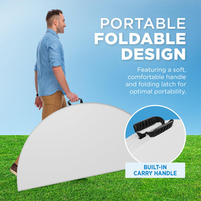 Sorfey Round Folding Table, 60" Round (5 ft Round), White Plastic.