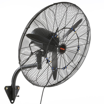 VEVOR 24 Inch 3-Speed 7000 CFM Black Waterproof Wall Mount Oscillating Fan
