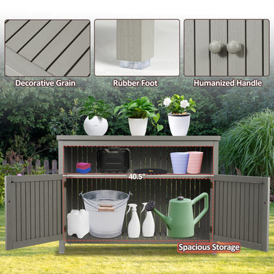 Spurgehom Outdoor Console Sideboards Buffet Cabinet, 44" L x 16.5" W x 32.5" H Solid Wood Storage Cabinet TV Stand,Furniture for Patio Entryway Deck (Gray)