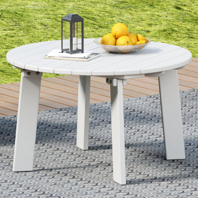 MINPINSER Outdoor Round Coffee Table, Adirondack Patio Coffee Table, Outdoor Large Side Table for Balcony Lawn (White)