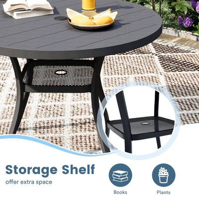 DIFY Patio Round Dining Table, 42" All Weather Round Outdoor Table with 1.57" Umbrella Hole for 4 Person, Perfect for Balcony Garden and Backyard, Grey