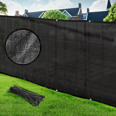 IDL Packaging Heavy-Duty 4' x 50' Privacy Fence Screen with Grommets, Black - 95% Visibility Blockage & Windscreen Cover with Weather-Resistant HDPE Weaving - Used for Chainlink and Mesh Fence