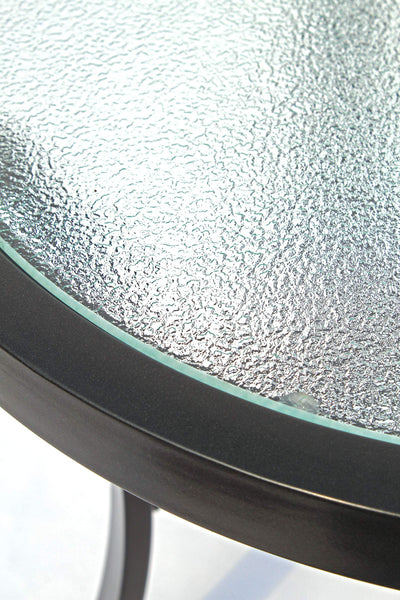 Garden Elements Bellevue Outdoor Patio Dining Table, Round Aluminum Base and Rim with Tempered Glass Top, Dark Taupe 40"