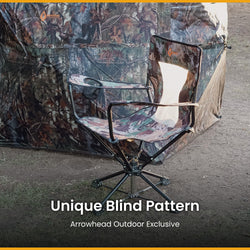 ARROWHEAD OUTDOOR 360° Degree Swivel Hunting Chair Stool Seat, Perfect for Blinds, No Sink Feet, Supports up to 450lbs, Carrying Case, Steel Frame, Fishing, High-Grade 600D Canvas, USA-Based Support