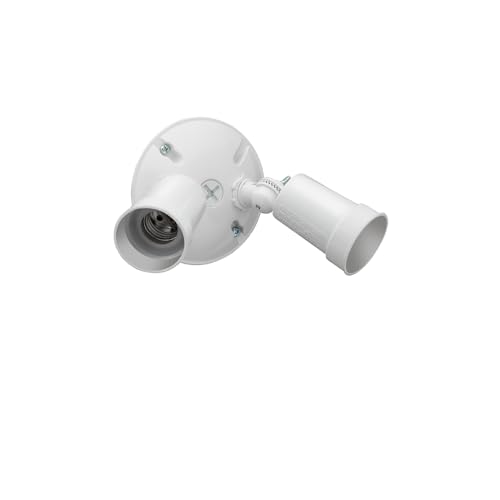 Lithonia OFTH 300PR Outdoor Flood Light – White, Twin Par Holder, Wall Or Eave Mount