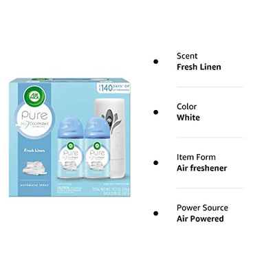 Air Wick Automatic Air Freshener Spray Starter Kit (Gadget + Refill), Fresh Linen, Air Freshener, Essential Oils