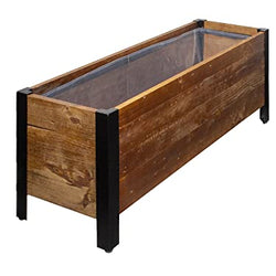 Amazon Basics Recycled Wood Rectangular Garden Planter, Brown, 37 x 13 x 15 Inch (LxWxH)