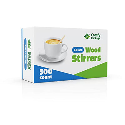 [500 Count] 5.5 Inch Wooden Coffee Stirrers - Wood Stir Sticks