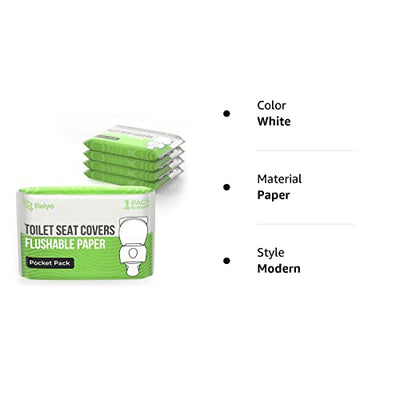 Toilet Seat Covers Paper Flushable (50 Pack) - XL Flushable Paper Toilet Seat Covers for Adults and Kids Potty Training, 100% Biodegradable - Travel Accessories for Public Restrooms, Airplane, Camping