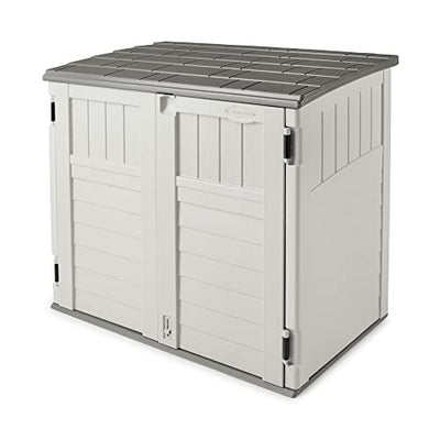 Suncast Horizontal Outdoor Storage Shed for Backyards and Patios 34 Cubic Feet Capacity for Garbage Cans, Tools and Garden Accessories, No Size, Vanilla