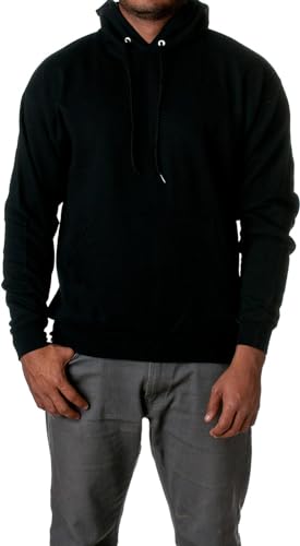 Hanes Men's Pullover EcoSmart Hooded Sweatshirt, Black, Large