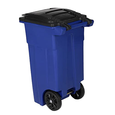 32 Gal. Trash Can Greenstone with Wheels and Lid (Color : Blue)